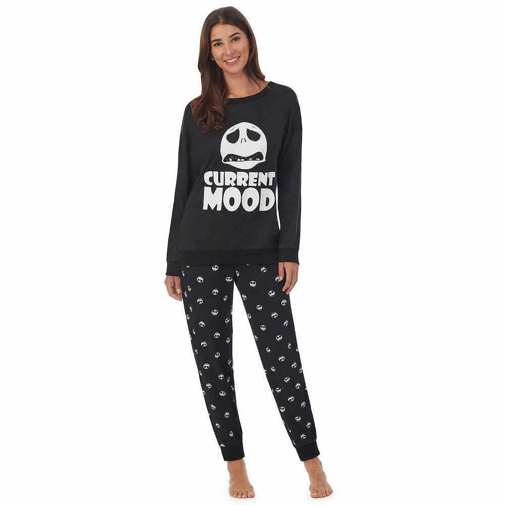 Women's The Nightmare Before Christmas Long Sleeve Pajama Top & Banded Bottom Pajama Pants Set 3 Women's The Nightmare Before Christmas Long Sleeve Pajama Top & Banded Bottom Pajama Pants Set