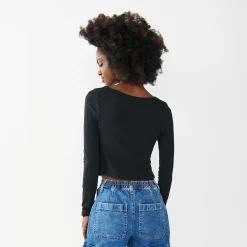 Juniors' SO® Long Sleeve Cropped Scoopneck Top -Teens shop 5023598 ALT