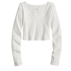 Juniors' SO® Long Sleeve Cropped Scoopneck Top -Teens shop 5023598 ALT5