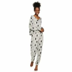 Juniors' SO® Boxy Long Sleeve Pajama Top & Pajama Pants Set -Teens shop 5044482 Gray Yin Yang