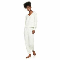 Juniors' SO® Boxy Long Sleeve Pajama Top & Pajama Pants Set -Teens shop 5044482 Green Check