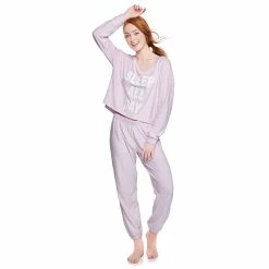 Juniors' SO® Boxy Long Sleeve Pajama Top & Pajama Pants Set -Teens shop 5044482 Purple Sleep All Day