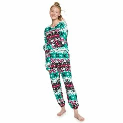 Juniors' SO® Boxy Long Sleeve Pajama Top & Pajama Pants Set -Teens shop 5044482 White Fairisle