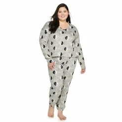 Juniors' Plus Size SO® Boxy Long Sleeve Pajama Top & Pajama Pants Set -Teens shop 5044483 Gray Yin Yang