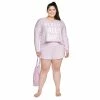 Juniors' Plus Size SO® Boxy Long Sleeve Pajama Top & Pajama Shorts Set -Teens shop 5044485 Purple Sleep All Day