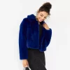 Juniors' SO® Faux Fur Collar Cropped Jacket -Teens shop 5134058 Cobalt Blue