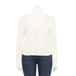 Juniors' SO® Cinch Front Top -Teens shop 5161856 Coconut White