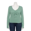 Juniors' SO® Cinch Front Top -Teens shop 5161856 Suede Green