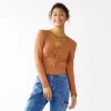 Juniors' SO® Cozy Cinch Front Top -Teens shop 5161899 Cinnamon Coffee