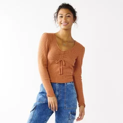 Juniors' SO® Cozy Cinch Front Top