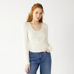 Juniors' SO® Cozy Cinch Front Top -Teens shop 5161899 Coconut White