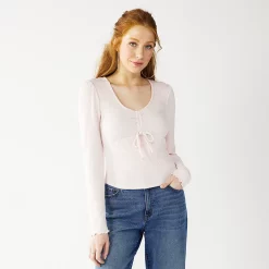 Juniors' SO® Cozy Cinch Front Top -Teens shop 5161899 Secret Whisper