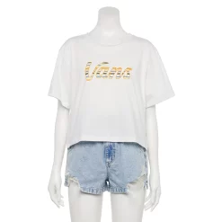 Juniors' Vans Script Short Sleeve Cropped Top