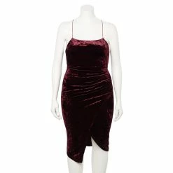 Juniors' Plus Size Rewind Drape Neck Strappy Dress