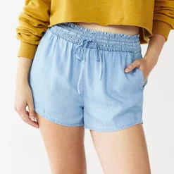 Juniors' SO® Smocked Shorts -Teens shop 5198562 Chambray