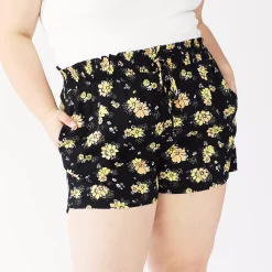Juniors' Plus Size SO® Smocked Shorts -Teens shop 5198567 Black Floral
