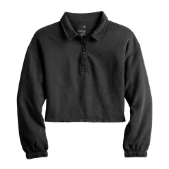 Juniors' SO® Long Sleeve Fleece Polo -Teens shop 5212309 ALT5