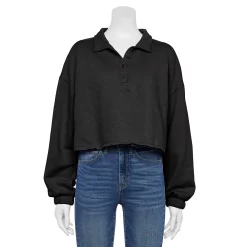 Juniors' SO® Long Sleeve Fleece Polo -Teens shop 5212309 Black