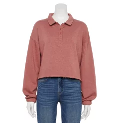 Juniors' SO® Long Sleeve Fleece Polo -Teens shop 5212309 Shabby Mauve