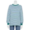 Juniors' SO® Long Sleeve Boyfriend Tee -Teens shop 5242670 Blue Green Stripe