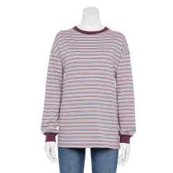 Juniors' SO® Long Sleeve Boyfriend Tee -Teens shop 5242670 Multi Stripe