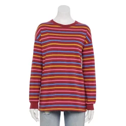 Juniors' SO® Long Sleeve Boyfriend Tee -Teens shop 5242670 Red Stripe