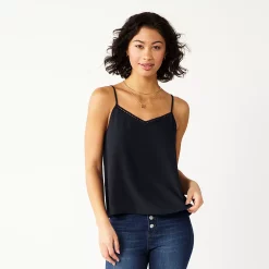 Juniors' SO® Lace Trim Cami -Teens shop 5245597 Black Luxe