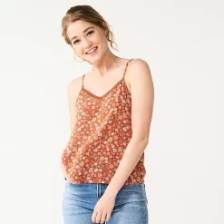Juniors' SO® Lace Trim Cami -Teens shop 5245597 Brown Flower
