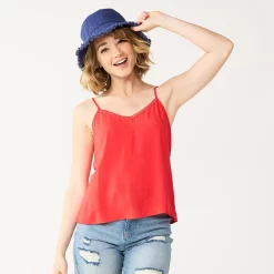 Juniors' SO® Lace Trim Cami -Teens shop 5245597 Gushing Lava