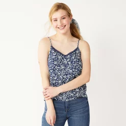 Juniors' SO® Lace Trim Cami -Teens shop 5245597 Navy Floral