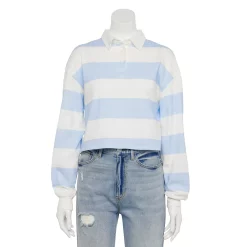 Juniors' SO® Cropped Polo Shirt -Teens shop 5254624 Blue White Stripe