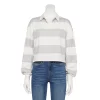 Juniors' SO® Cropped Polo Shirt -Teens shop 5254624 White Grey Stripe