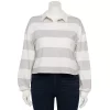 Juniors' Plus Size SO® Cropped Polo Shirt -Teens shop 5254648 White Grey Stripe