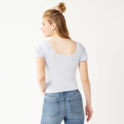 Juniors' SO® Short Sleeve Ruched Front Top -Teens shop 5270856 ALT