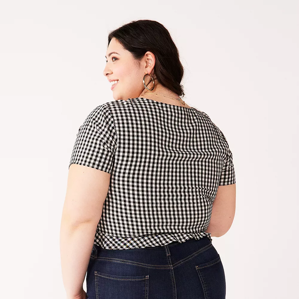 Juniors' Plus Size SO® Short Sleeve Cinched Front Top 12 Juniors' Plus Size SO® Short Sleeve Cinched Front Top - Image 10