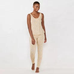 Women's LC Lauren Conrad Pajama Tank & Cuffed Pajama Pants Sleep Set 12 Women's LC Lauren Conrad Pajama Tank & Cuffed Pajama Pants Sleep Set -Teens shop 5287207 Gray Gigi Ditzy