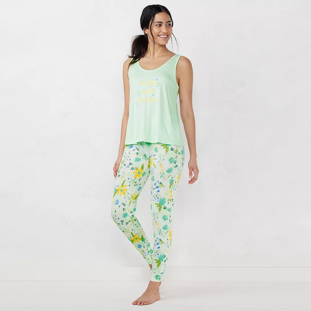 Women's LC Lauren Conrad Pajama Tank & Cuffed Pajama Pants Sleep Set 4 Women's LC Lauren Conrad Pajama Tank & Cuffed Pajama Pants Sleep Set - Image 2