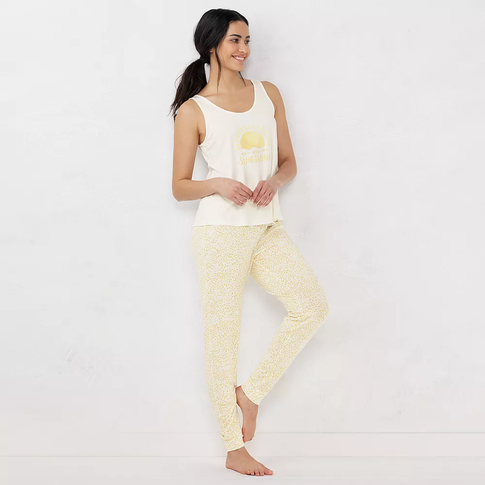 Women's LC Lauren Conrad Pajama Tank & Cuffed Pajama Pants Sleep Set 3 Women's LC Lauren Conrad Pajama Tank & Cuffed Pajama Pants Sleep Set