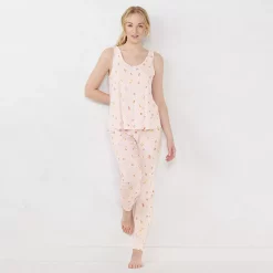 Women's LC Lauren Conrad Pajama Tank & Cuffed Pajama Pants Sleep Set 11 Women's LC Lauren Conrad Pajama Tank & Cuffed Pajama Pants Sleep Set -Teens shop 5287207 Pink Watercolor Fruit