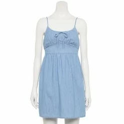 Juniors' SO® Tie Front Fit And Flare Mini Dress -Teens shop 5341980 Chambray