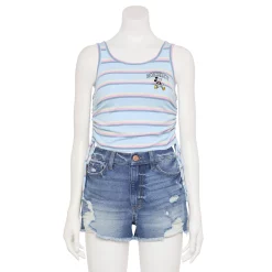 Disney's Mickey Walk Juniors' Embroidered Side Cinch Ribbed Tank Top