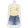Juniors' Peanuts Snoopy and Woodstock Embroidered Side Cinch Ribbed Tank Top -Teens shop 5345065