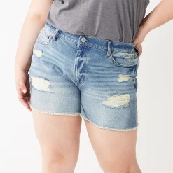 Juniors' Plus Size SO® High Rise Mom Shorts -Teens shop 5354792 Light Destruction