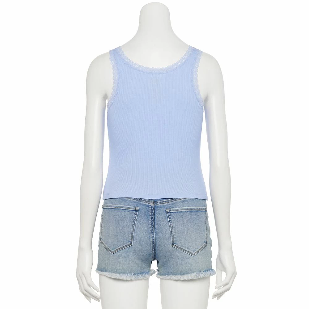 Juniors' SO® Lace Trim Button Front Tank Top 11 Juniors' SO® Lace Trim Button Front Tank Top - Image 9