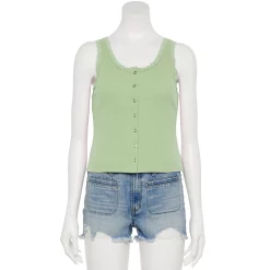 Juniors' SO® Lace Trim Button Front Tank Top 18 Juniors' SO® Lace Trim Button Front Tank Top -Teens shop 5473650 Adrian Mint