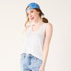Juniors' SO® Relaxed Scoopneck Tank Top -Teens shop 5473988 Blue Ditsy Floral
