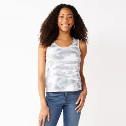 Juniors' SO® Relaxed Scoopneck Tank Top -Teens shop 5473988 Light Gray Camo