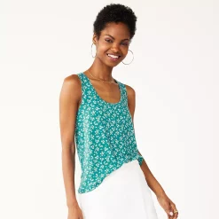 Juniors' SO® Relaxed Scoopneck Tank Top -Teens shop 5473988 Teal Floral