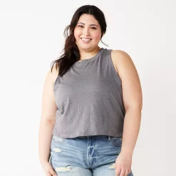 Juniors' Plus Size SO® Muscle Tank -Teens shop 5474344 Gray Haze
