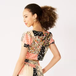 Juniors' Rewind Short Sleeve Knotted Front V-Neck Top 8 Juniors' Rewind Short Sleeve Knotted Front V-Neck Top -Teens shop 5481391 ALT